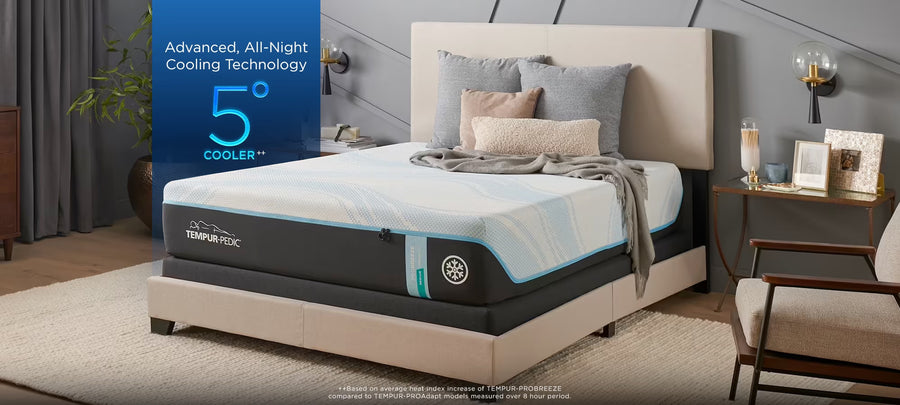 TEMPUR-ProBreeze medium hybrid 5 degrees cooler cooling mattress at Texan Mattress
