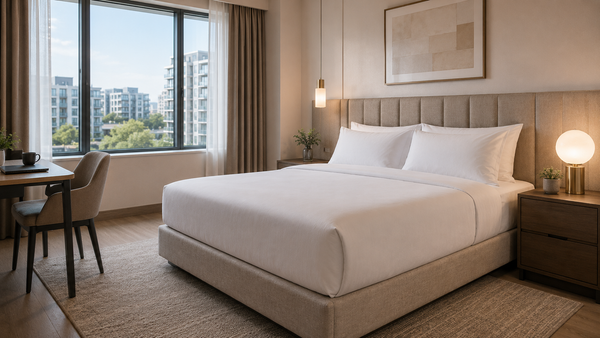 Modern apartment bedroom for multifamily mattress programs