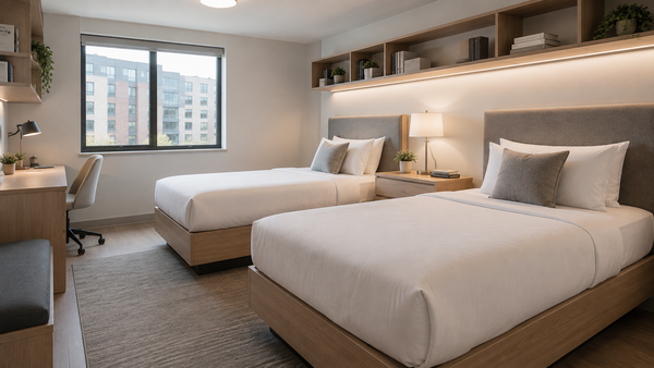 Commercial mattress room setup supporting nationwide project delivery planning