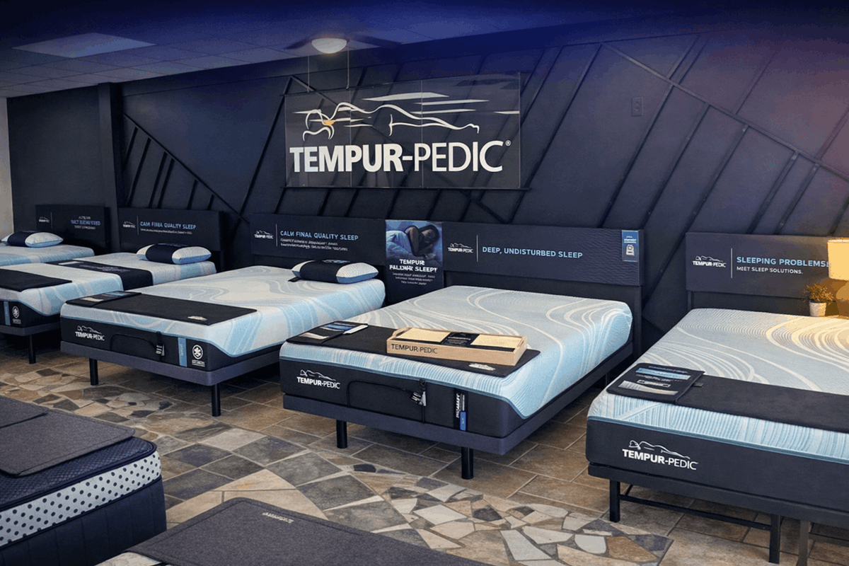 Inside the Texan Mattress showroom in Magnolia, Texas