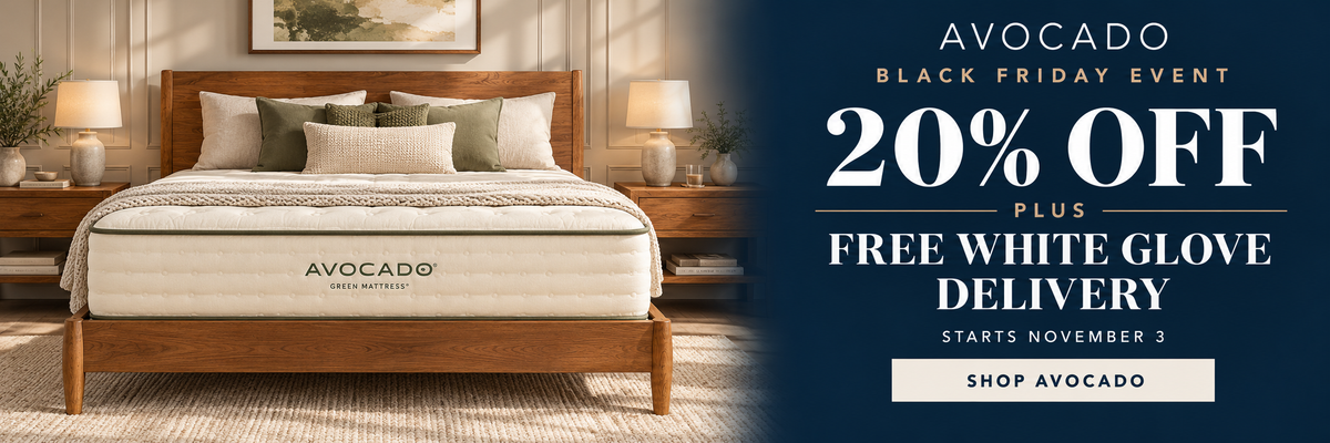 Avocado Black Friday Sale: 20% off plus free white glove delivery. Shop Avocado Green at Texan Mattress.