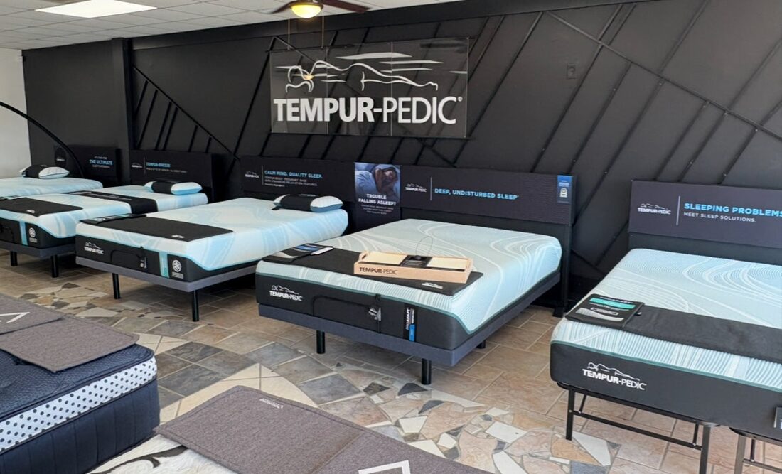 Premium mattress selection inside the Texan Mattress Magnolia showroom